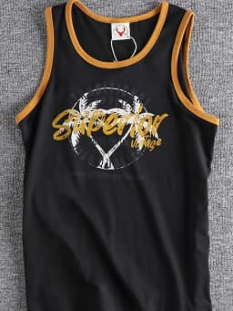 Pánské bavlněné tričko bez rukávů retro potisk sportovní casual vest - náhled 7