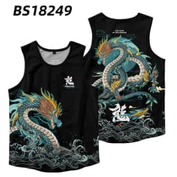 Pánské 3D tílko s drakem - Módní hip hop vest pro muže a chlapce grafický top - náhled 6