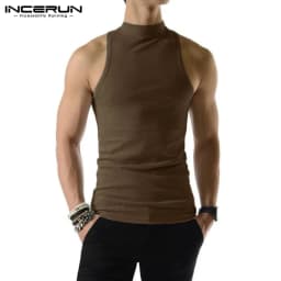 Pánské pletené vesty bez rukávů roláky jednobarevné letní casual oblečení S-5XL - náhled 3