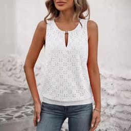 Dámské letní halenky bez rukávů volné elegantní topy oversize košile casual oblečení - náhled 5