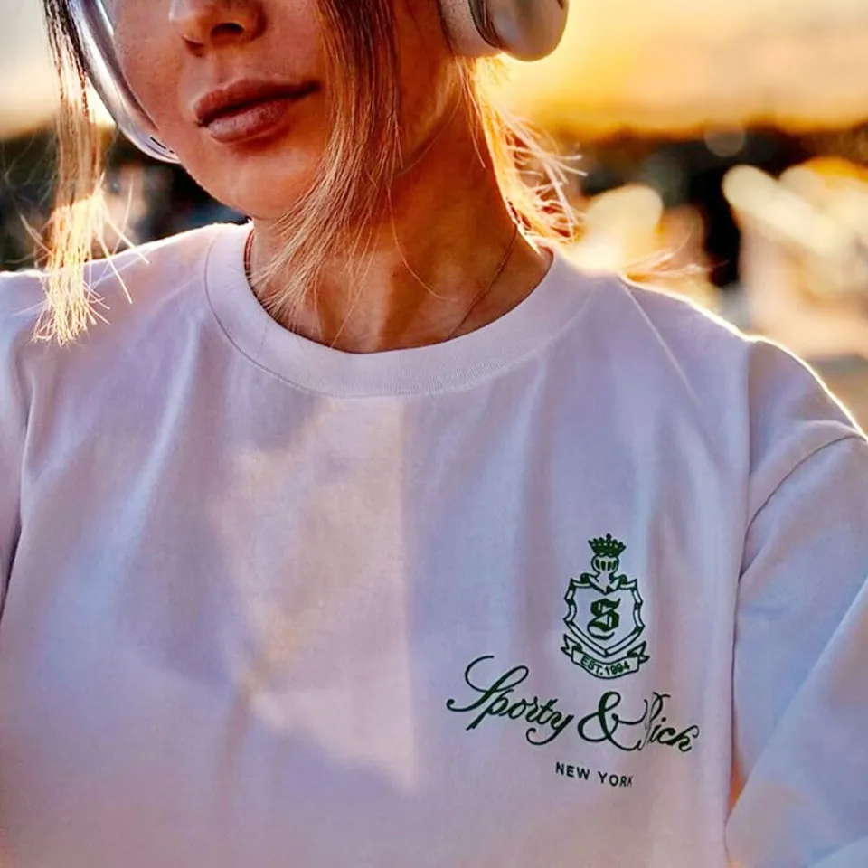 Dámské sportovní tričko s krátkým rukávem bavlněné volné letní top bílé vintage