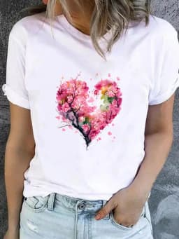 Dámské tričko s květinovým potiskem - retro 90s styl, krátký rukáv, bavlna - náhled 6