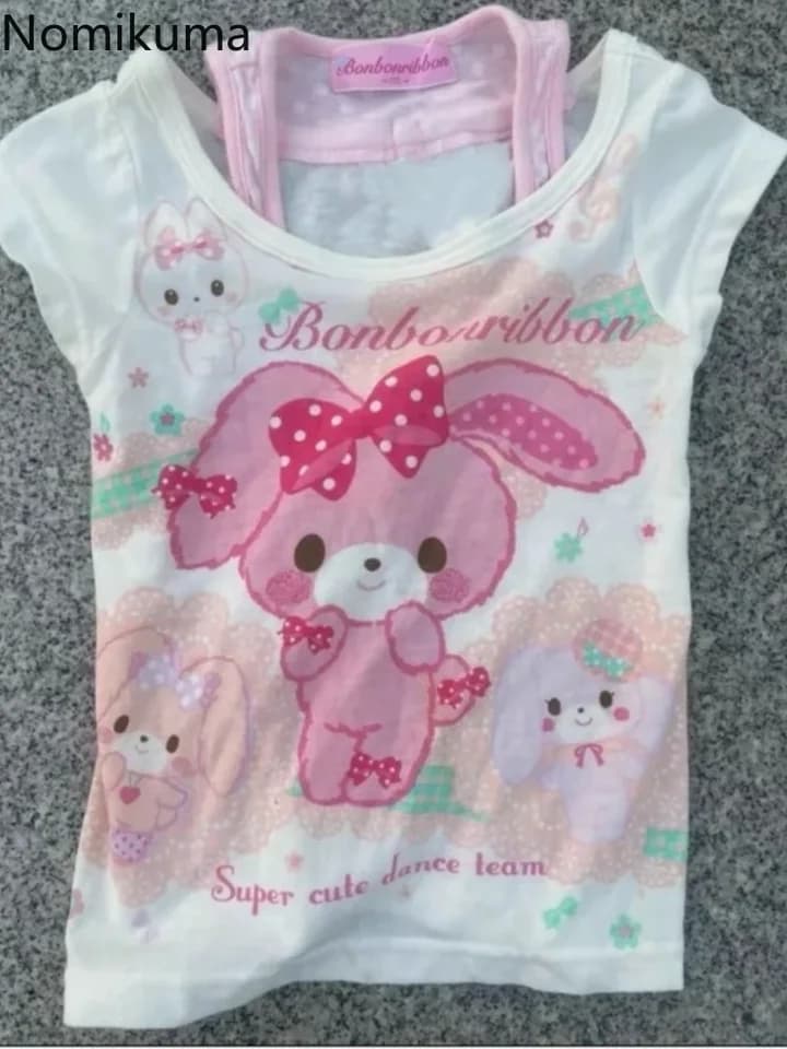 Dámské crop topy s anime potiskem - kawaii tričko s krátkým rukávem letní casual móda