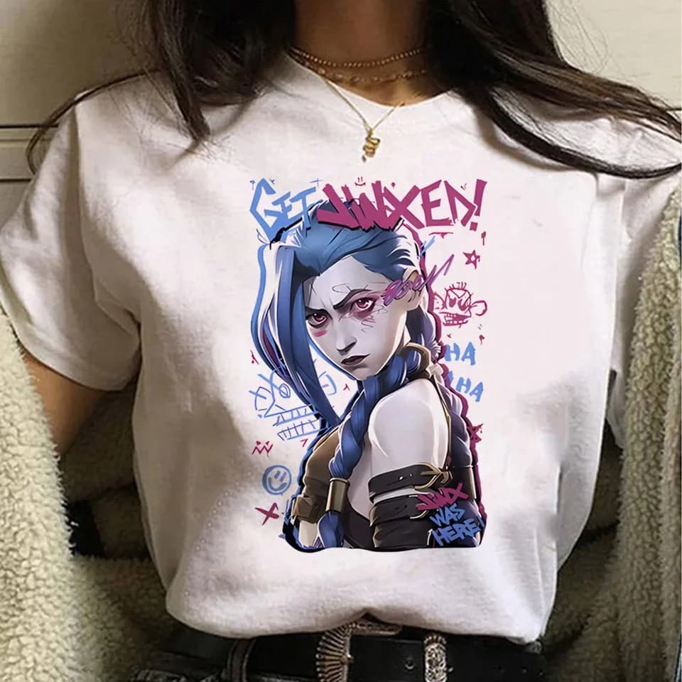 Unisex tričko s anime potiskem - krátký rukáv streetwear grunge styl pro muže ženy léto