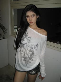 Dámské oversized tričko s dlouhým rukávem Y2K streetwear grafický potisk transparentní top - náhled 3