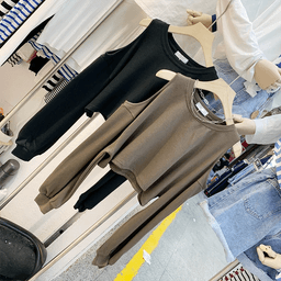 Dámské volné tričko s dlouhým rukávem a výstřihem kulatý dekolt podzim zima polyester - náhled 4