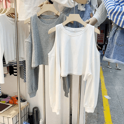 Dámské volné tričko s dlouhým rukávem a výstřihem kulatý dekolt podzim zima polyester - náhled 3