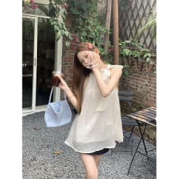 Dámské elegantní košile s puntíky a mašlí - letní halenky bez rukávů vintage styl - náhled 7