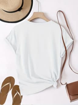 Dámské tričko s květinovým potiskem krátký rukáv bavlna casual top letní móda - náhled 4