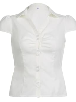 Bílé tričko s vázáním krátký rukáv límec knoflíky crop top vintage dámské letní - náhled 6