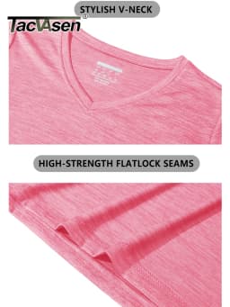 Dámská rychleschnoucí sportovní trička s V-výstřihem krátký rukáv workout top letní - náhled 4