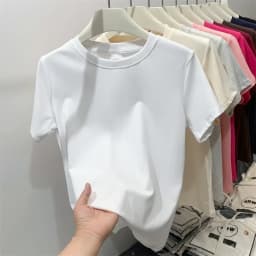 Dámská bavlněná trička létní casual unisex topy streetwear basic solid tričko 2025 - náhled 2