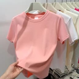 Dámská bavlněná trička létní casual unisex topy streetwear basic solid tričko 2025 - náhled 5