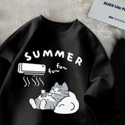 Dámské letní tričko s kočičím potiskem - krátký rukáv, oversize střih, plus size - náhled 3
