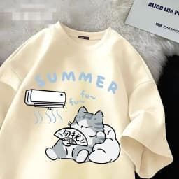 Dámské letní tričko s kočičím potiskem - krátký rukáv, oversize střih, plus size - náhled 6