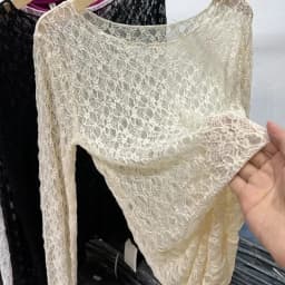 Černá krajková průsvitná košile dámská s dlouhým rukávem slim fit síťovina jaro podzim - náhled 4