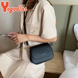 Dámská crossbody kabelka z PU kůže - elegantní sedlová taška přes rameno s klopou - náhled 4