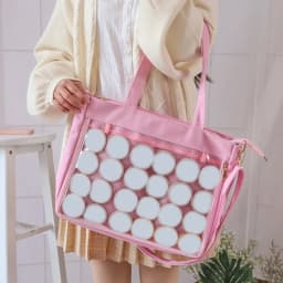 Průhledná taška na rameno s dvojitými popruhy - černá kawaii kabelka pro ženy a dívky - náhled 5