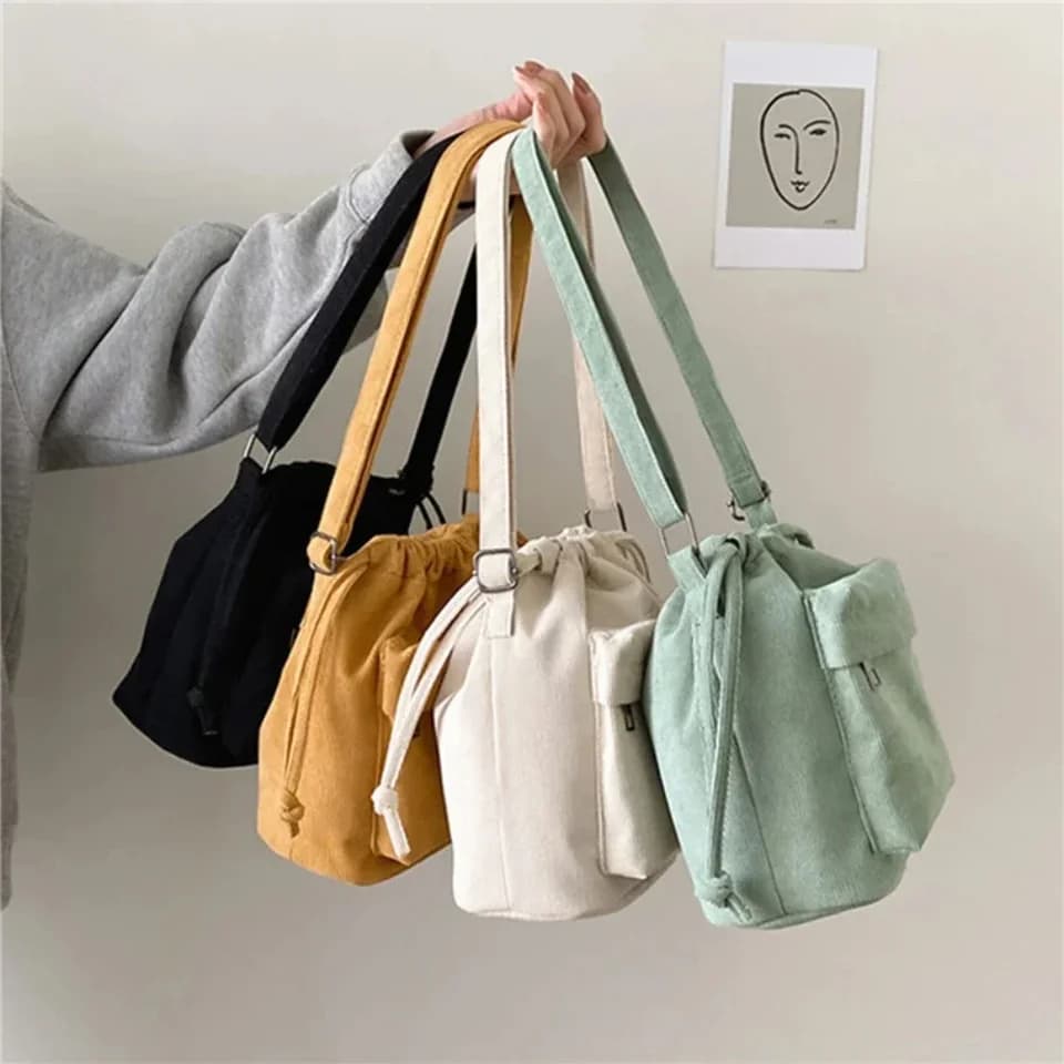 Dámská kabelka crossbody - korejský styl, vak se šňůrkou, casual ramínko
