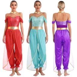 Kostým arabské princezny s výšivkou - bollywoodské taneční šaty na karneval a Halloween - náhled 3