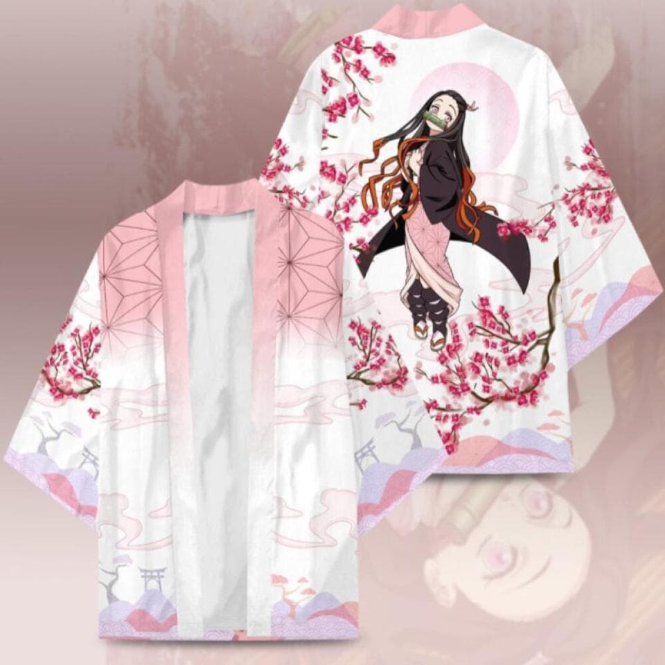 Japonské kimono kardigan s anime potiskem motýlů letní unisex tradiční kostým