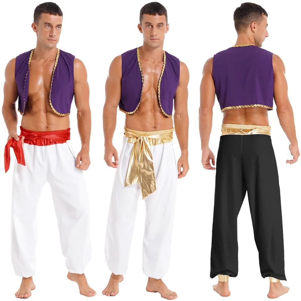 Pánský kostým Aladin arabský princ vesta kalhoty Halloween karneval tanec