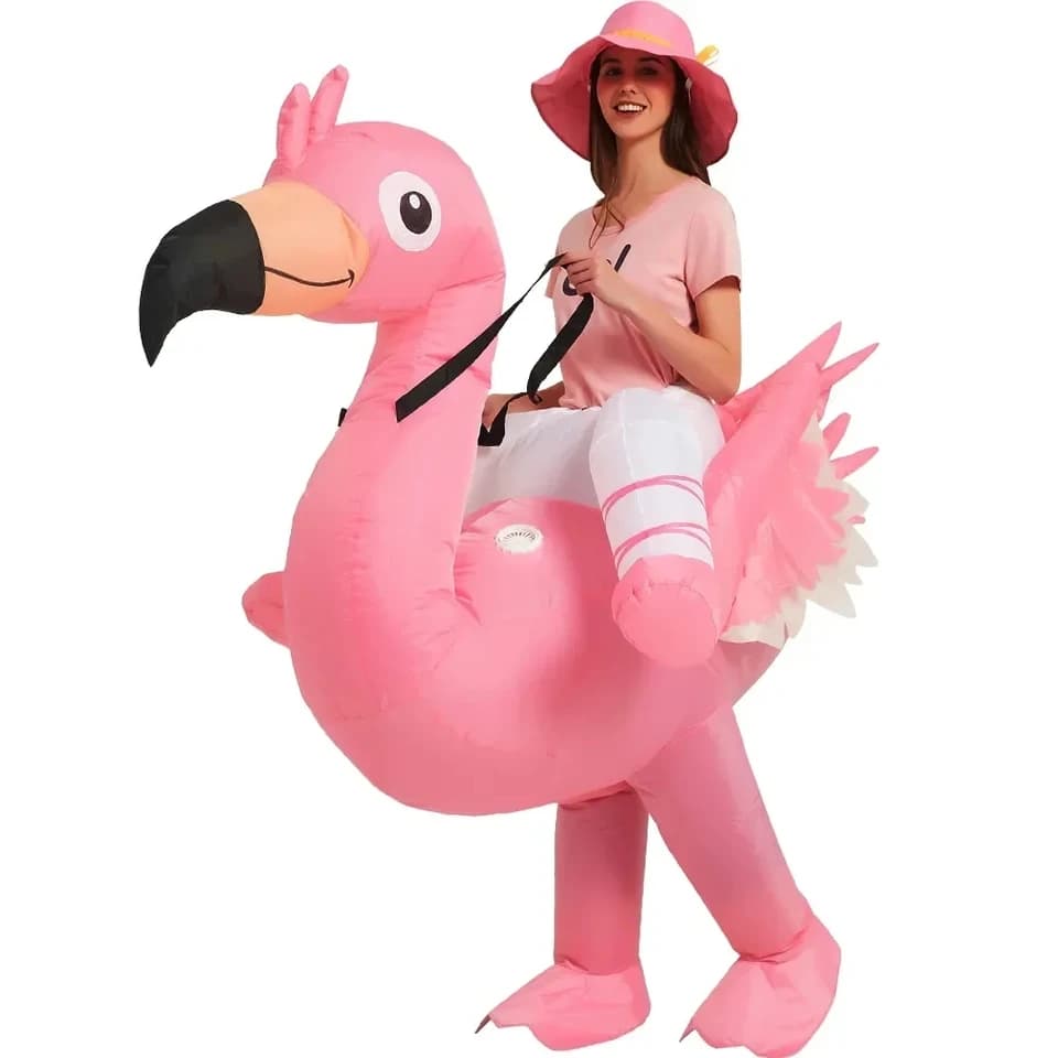 Nafukovací kostým plameňák pro dospělé a děti - Halloween maškarní kostým na párty