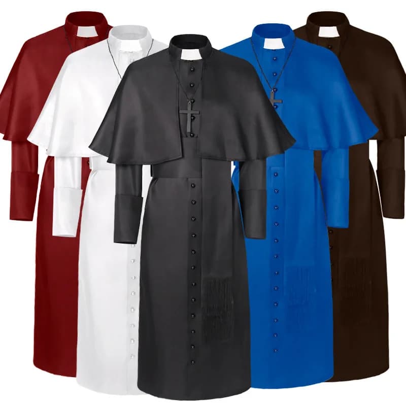 Středověký kněžský kostým černá sutana duchovní roucho karnevalový outfit