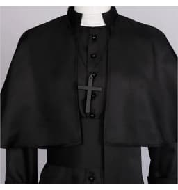 Středověký kněžský kostým černá sutana duchovní roucho karnevalový outfit - náhled 3