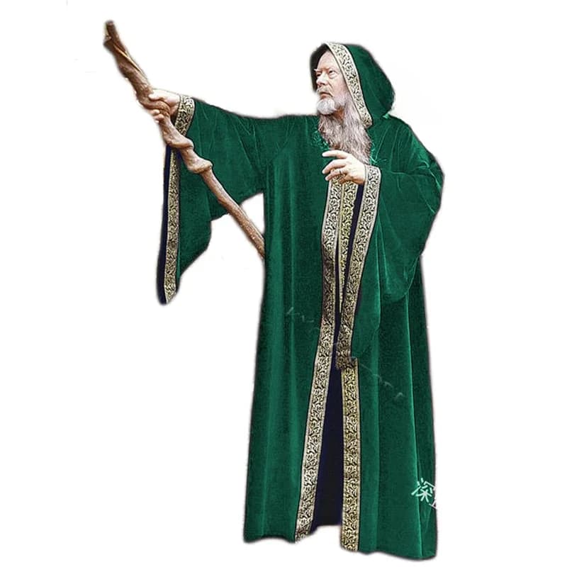 Středověký plášť s kapucí Halloween kostým čaroděj upír mnich čarodějnice