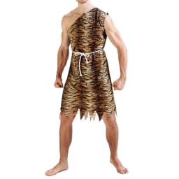 Dospělý kostým jeskynního člověka s leopardím vzorem - kombinéza s opaskem pro Halloween - náhled 3
