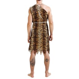 Dospělý kostým jeskynního člověka s leopardím vzorem - kombinéza s opaskem pro Halloween - náhled 5