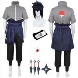 Pánský anime kostým Sasuke Uchiha pro cosplay Halloween představení černý oblek - náhled 2