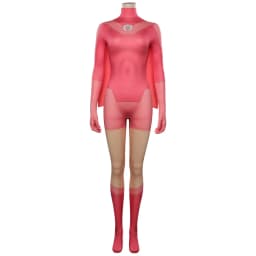 Dámský superhrdinský kostým se pláštěm - růžový jumpsuit pro Halloween a karneval - náhled 3