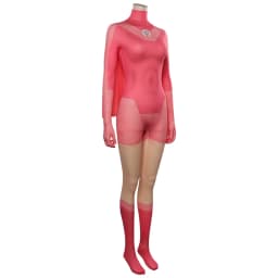 Dámský superhrdinský kostým se pláštěm - růžový jumpsuit pro Halloween a karneval - náhled 6