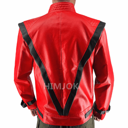Červená kožená bunda Thriller kostým Halloween dospělí XS-4XL cosplay tanec retro - náhled 6
