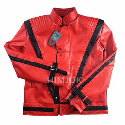 Červená kožená bunda Thriller kostým Halloween dospělí XS-4XL cosplay tanec retro - náhled 7