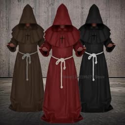 Čarodějný kostým s kapucí - středověký mnišský hábit pro Halloween a cosplay - náhled 4