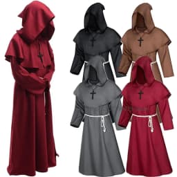 Čarodějný kostým s kapucí - středověký mnišský hábit pro Halloween a cosplay - náhled 3