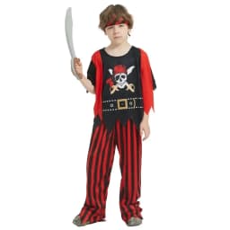 Dětský pirátský kostým s lebkou - pruhované tričko a kalhoty pro Halloween a karneval - náhled 5
