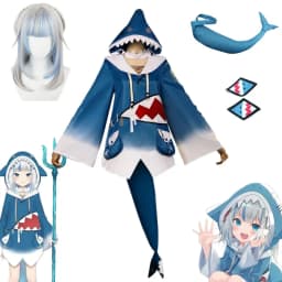 Žraločí kostým s kapucí a ocasem - kompletní cosplay set s parukou pro ženy Halloween - náhled 2