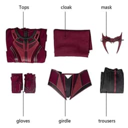 Dámský kostým Scarlet Witch s pláštěm a čelenkou - kompletní Halloween outfit sada - náhled 7