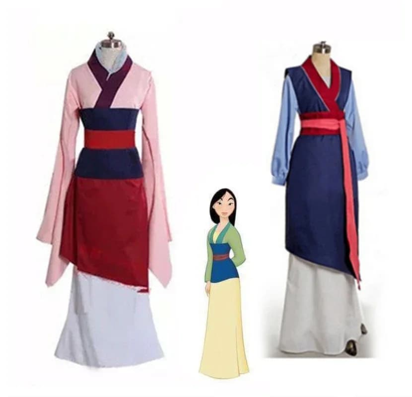 Kostým princezny Mulan modrý červený šaty cosplay dámský halloweenský karnevalový kostým