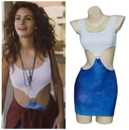 Sexy modré šaty s výřezy Pretty Woman kostým Halloween cosplay romantická komedie film oblečení - náhled 2