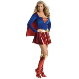 Dětský kostým Supergirl s plášťem a návleky na boty - Halloween superhrdinka outfit - náhled 3