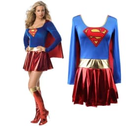Dětský kostým Supergirl s plášťem a návleky na boty - Halloween superhrdinka outfit - náhled 4