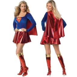 Dětský kostým Supergirl s plášťem a návleky na boty - Halloween superhrdinka outfit - náhled 2
