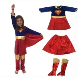 Dětský kostým Supergirl s plášťem a návleky na boty - Halloween superhrdinka outfit - náhled 6