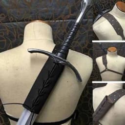 Středověké kožené pouzdro na meč přes rameno nastavitelné LARP cosplay kostým - náhled 5