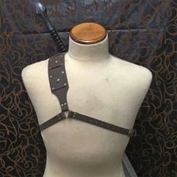 Středověké kožené pouzdro na meč přes rameno nastavitelné LARP cosplay kostým - náhled 4